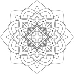 Easy Mandala coloring book simple and basic for beginners, seniors and children. Set of Mehndi flower pattern for Henna drawing and tattoo. Decoration in ethnic oriental, Indian style.