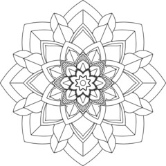 Easy Mandala coloring book simple and basic for beginners, seniors and children. Set of Mehndi flower pattern for Henna drawing and tattoo. Decoration in ethnic oriental, Indian style.