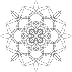 Easy Mandala coloring book simple and basic for beginners, seniors and children. Set of Mehndi flower pattern for Henna drawing and tattoo. Decoration in ethnic oriental, Indian style.