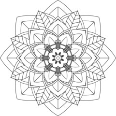 Easy Mandala coloring book simple and basic for beginners, seniors and children. Set of Mehndi flower pattern for Henna drawing and tattoo. Decoration in ethnic oriental, Indian style.