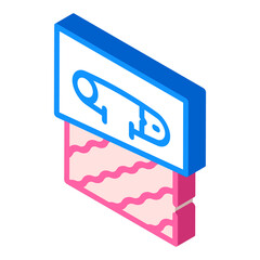 pin and fabric isometric icon vector illustration