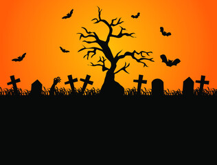 Happy halloween background template in the darkness with pumpkin