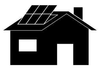 Símbolo de casa con paneles solares fotovoltaicos en el día mundial del ahorro energético