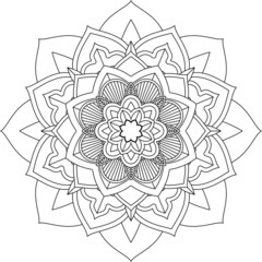 Easy Mandala coloring book simple and basic for beginners, seniors and children. Set of Mehndi flower pattern for Henna drawing and tattoo. Decoration in ethnic oriental, Indian style.