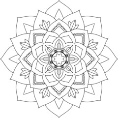 Easy Mandala coloring book simple and basic for beginners, seniors and children. Set of Mehndi flower pattern for Henna drawing and tattoo. Decoration in ethnic oriental, Indian style.