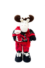 Christmas toy for the Christmas tree and new year, beautiful moose isolated on the white background.