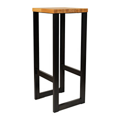 Metal bar chair with wooden seat