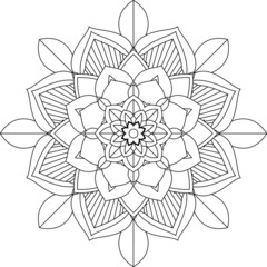 Easy Mandala coloring book simple and basic for beginners, seniors and children. Set of Mehndi flower pattern for Henna drawing and tattoo. Decoration in ethnic oriental, Indian style.
