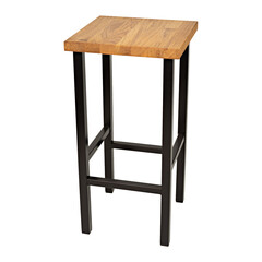 Metal bar chair with wooden seat