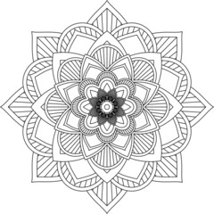 Easy Mandala coloring book simple and basic for beginners, seniors and children. Set of Mehndi flower pattern for Henna drawing and tattoo. Decoration in ethnic oriental, Indian style.