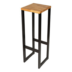 Metal bar chair with wooden seat