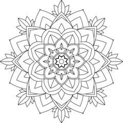 Easy Mandala coloring book simple and basic for beginners, seniors and children. Set of Mehndi flower pattern for Henna drawing and tattoo. Decoration in ethnic oriental, Indian style.