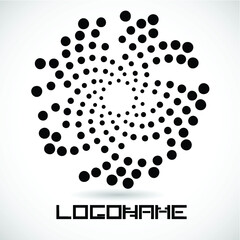 Halftone dots in circle form. round logo . vector dotted frame . design element