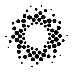 Halftone dots in circle form. round logo . vector dotted frame . design element