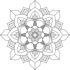 Easy Mandala coloring book simple and basic for beginners, seniors and children. Set of Mehndi flower pattern for Henna drawing and tattoo. Decoration in ethnic oriental, Indian style.