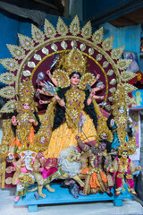 Goddess Durga idol, beautifully decorated with ornaments