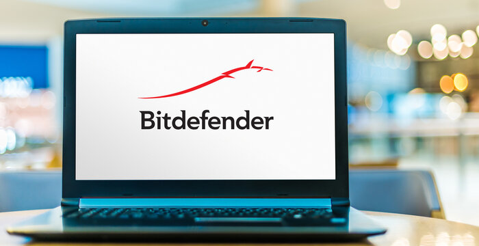 Laptop computer displaying logo of Bitdefender