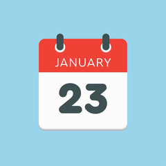 Icon day date 23 January, template calendar page