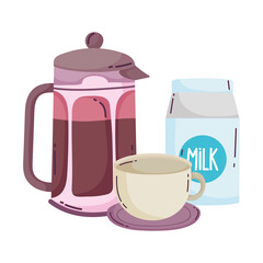 coffee brewing methods, french press milk box and cup