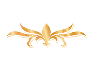 divider ornament with lis flower gold vector design