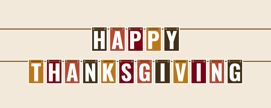 happy thanksgiving letters in autumn colors, vector illustration