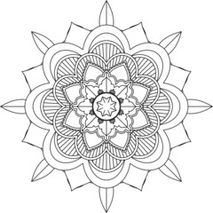 Easy Mandala coloring book simple and basic for beginners, seniors and children. Set of Mehndi flower pattern for Henna drawing and tattoo. Decoration in ethnic oriental, Indian style.