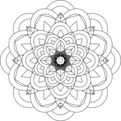 Easy Mandala coloring book simple and basic for beginners, seniors and children. Set of Mehndi flower pattern for Henna drawing and tattoo. Decoration in ethnic oriental, Indian style.