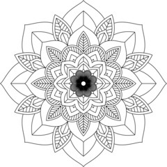 Easy Mandala coloring book simple and basic for beginners, seniors and children. Set of Mehndi flower pattern for Henna drawing and tattoo. Decoration in ethnic oriental, Indian style.