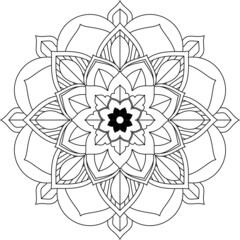 Easy Mandala coloring book simple and basic for beginners, seniors and children. Set of Mehndi flower pattern for Henna drawing and tattoo. Decoration in ethnic oriental, Indian style.