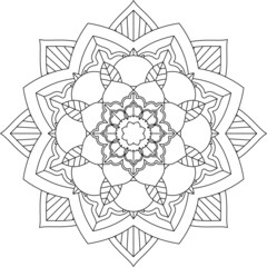 Fototapeta premium Easy Mandala coloring book simple and basic for beginners, seniors and children. Set of Mehndi flower pattern for Henna drawing and tattoo. Decoration in ethnic oriental, Indian style.