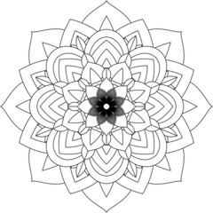 Easy Mandala coloring book simple and basic for beginners, seniors and children. Set of Mehndi flower pattern for Henna drawing and tattoo. Decoration in ethnic oriental, Indian style.