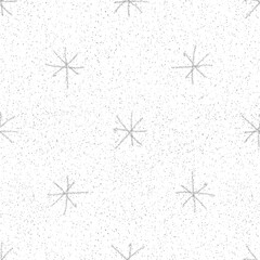 Hand Drawn grey Snowflakes Christmas Seamless Patt