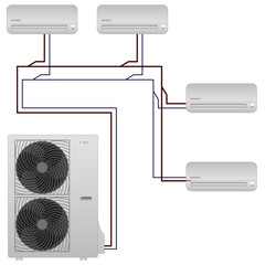 multi-system air conditioner one outdoor unit and several indoor units