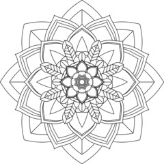 Easy Mandala coloring book simple and basic for beginners, seniors and children. Set of Mehndi flower pattern for Henna drawing and tattoo. Decoration in ethnic oriental, Indian style.