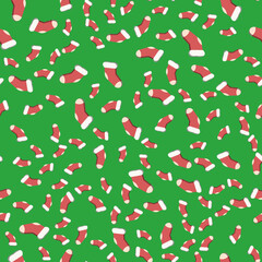 Christmas and New Year seamless pattern with volume socks. Christmas background for greeting cards or wrapping paper