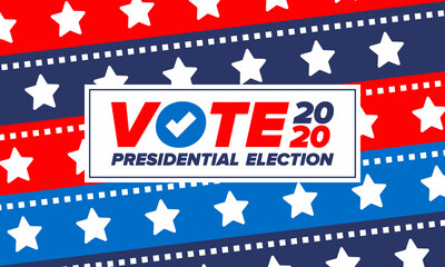 Presidential Election 2020 in United States. Vote day, November 3. US Election. Patriotic american element. Poster, card, banner and background. Vector illustration