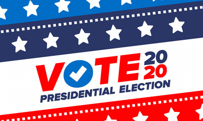 Presidential Election 2020 in United States. Vote day, November 3. US Election. Patriotic american element. Poster, card, banner and background. Vector illustration