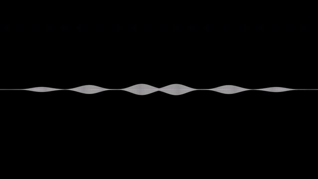 Sound wave isolated on black background. White digital sound wave equalizer. Audio technology Straight line concept and design under the concept of black emphasize simplicity or animated backgroud.