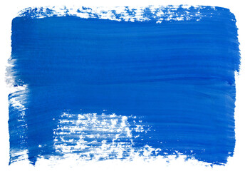Rectangle texture paint in blue. Dry brush smear on paper