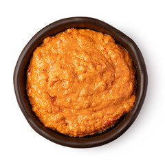 Bowl with red pesto sauce