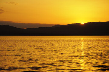 sunset over lake Ohrid
