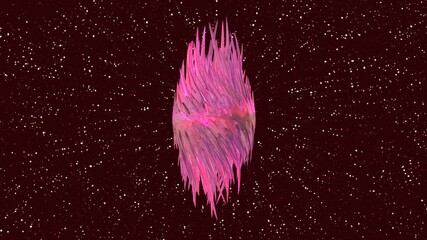 Lilac fantasy object with vertical branches in space with small particles rotates 3d computer render intro - Powered by Adobe