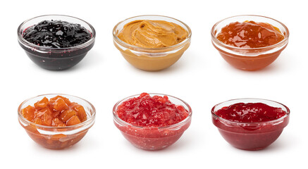 set of glass bowl with jam