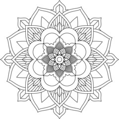 Easy Mandala coloring book simple and basic for beginners, seniors and children. Set of Mehndi flower pattern for Henna drawing and tattoo. Decoration in ethnic oriental, Indian style.