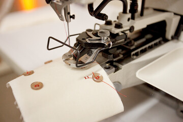 close up of sewing machine