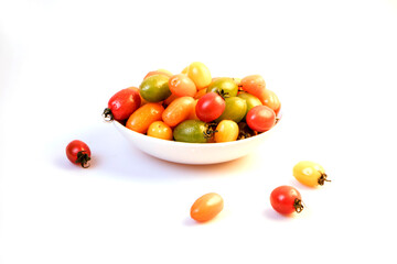 fresh cherry tomato on white background
