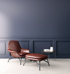 Large luxury modern minimal bright interiors room mockup illustration 3D rendering