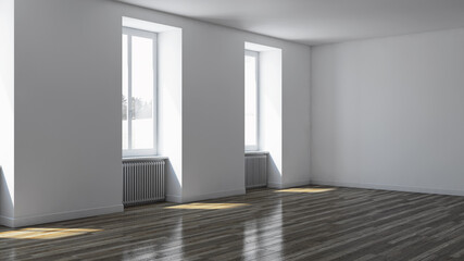 Large luxury modern minimal bright interiors room mockup illustration 3D rendering