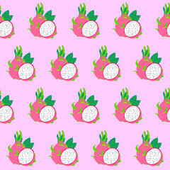 Pattern dragon fruit isolated on pink background