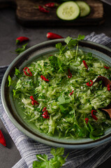 Homemade cucumber salad with chilli